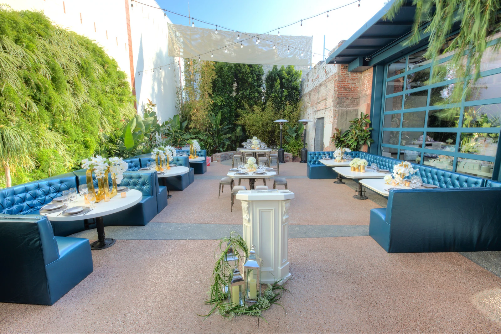 Millwick’s courtyard set for a corporate gathering